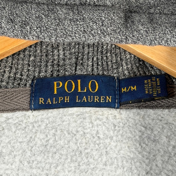 Polo Ralph Lauren Mens Full Zip Hoodie Heather Gray Fleece Pony Logo Medium - Picture 5 of 12